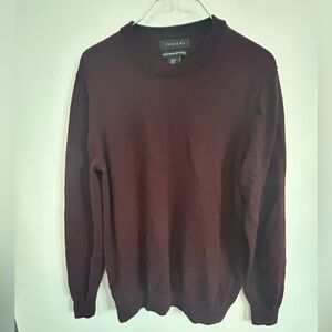 Merino Wool Tahari Men's Rich Burgundy Crewneck Sweater